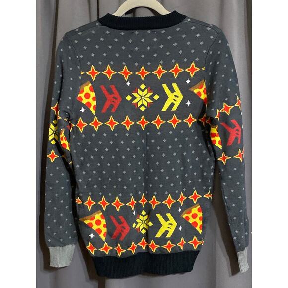 TIPSY  ELVES CHRISTMAS SWEATER SIZE SMALL. phone and Pizza Design - Picture 8 of 11